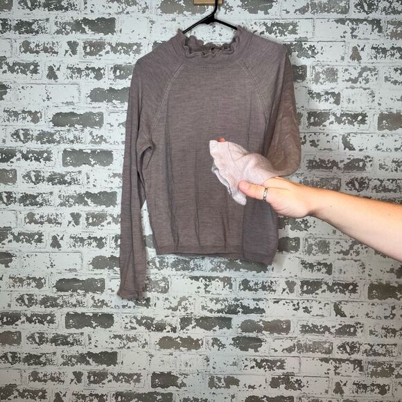 Free people | women light lavender wool sweater w/ ruffles - Picture 7 of 11